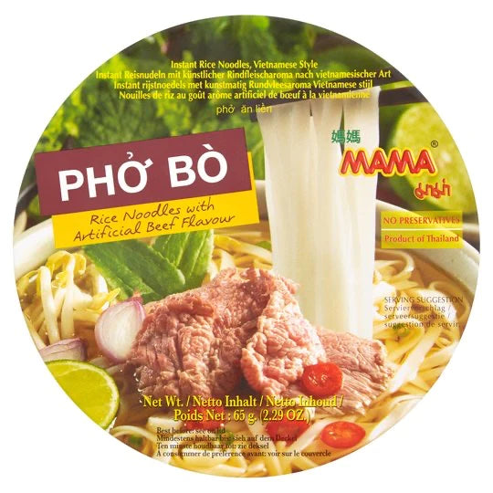 媽媽越南牛肉河粉碗麵 Mama Pho Bo Instant Rice Noodles with Artificial Beef Flavour Bowl Noodle 65g